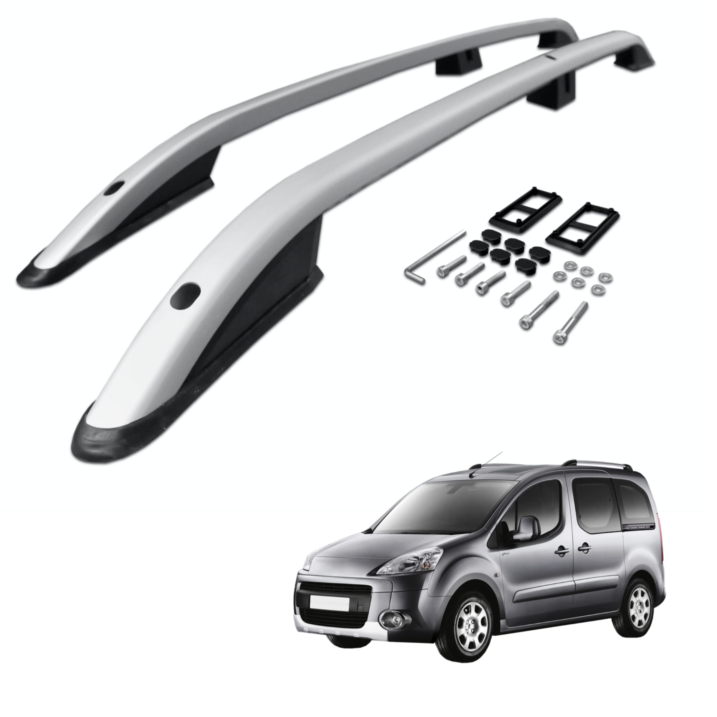 CHROMEMASTER | Barras portaequipajes de techo | Compatibles con Peugeot Partner Tepee 2007-2018; Para la fijación de portaequipajes de techo, maleteros de techo o portabicis de techo | Construcción