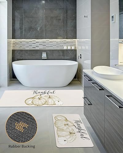 Miniatura 5 de Tapete de baño de calabaza de Acción de Gracias para bañera, antideslizante, de secado rápido y absorbente, de tierra de diatomeas, tapete para