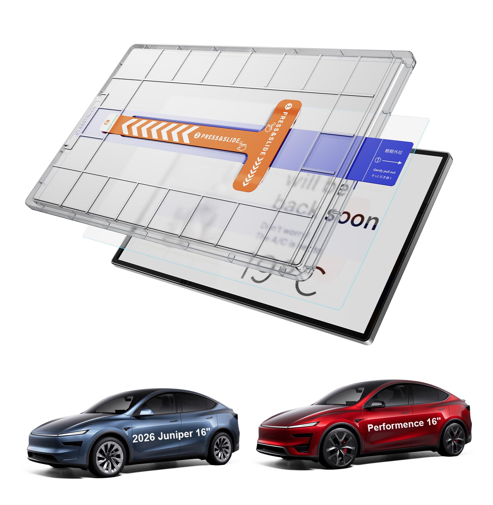 GAFAT 16" Tesla Model Y Juniper 2026 2027 Standard/Premium/Performance Film Protection d'Écran Verre, 16" Film avec Kit d'Alignement Automatique & Boîte Anti-poussière, 9H Anti-Rayures, HD Clear