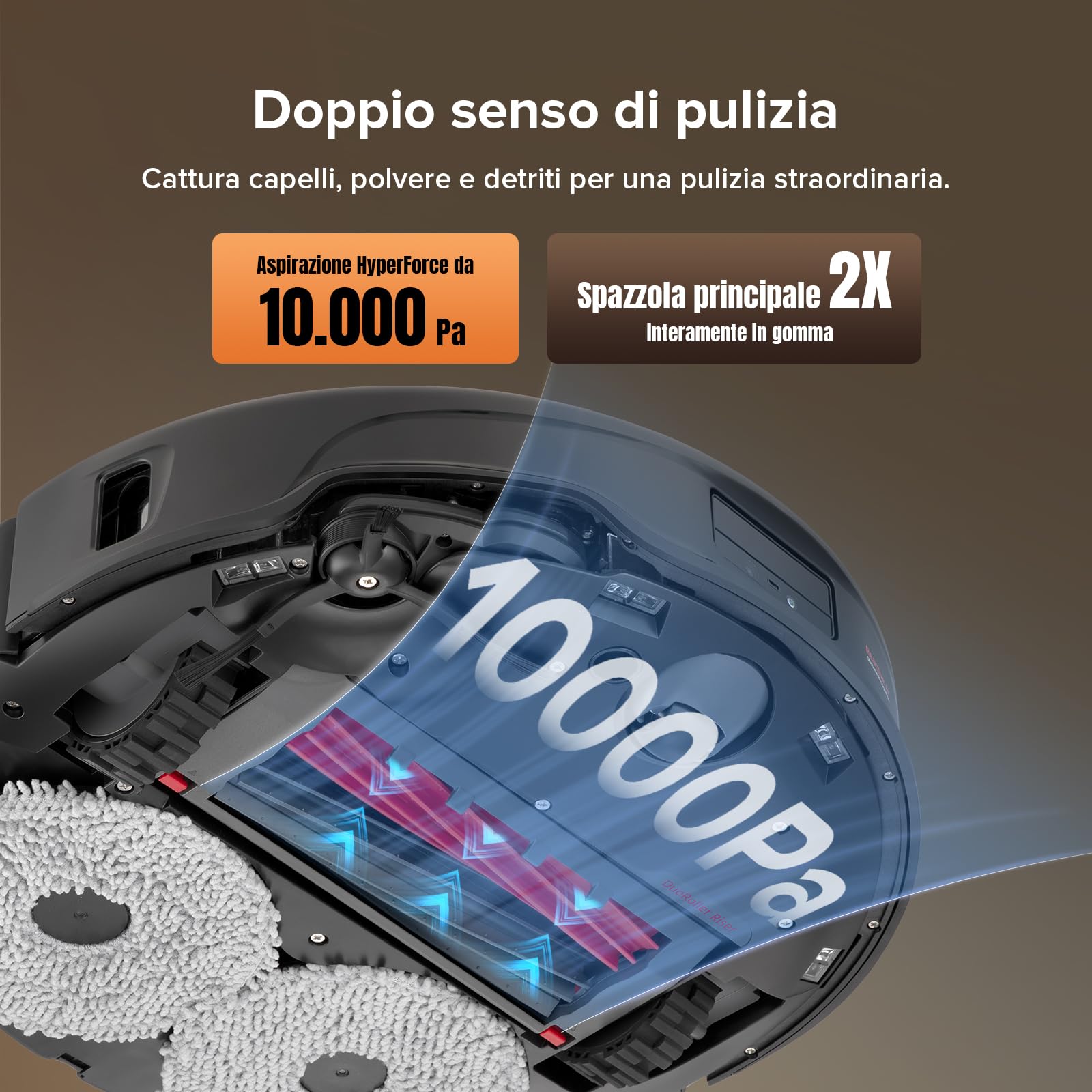 roborock Qrevo Master Set Robot Aspirapolvere con Funzione Mopping&Mop Sollevabile, Design FlexiArm, Potenza di Aspirazione HyperForce® di 10.000 Pa, Rilevamento dello Sporco, Nero