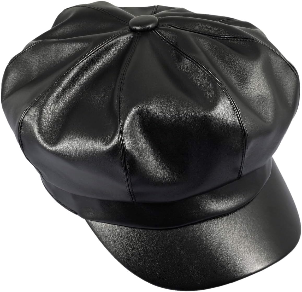 Sportmusies 8 Panels Newsboy Caps for Women, PU Leather Cabbie Painter Hat Gatsby Ivy Beret Cap - Image 2