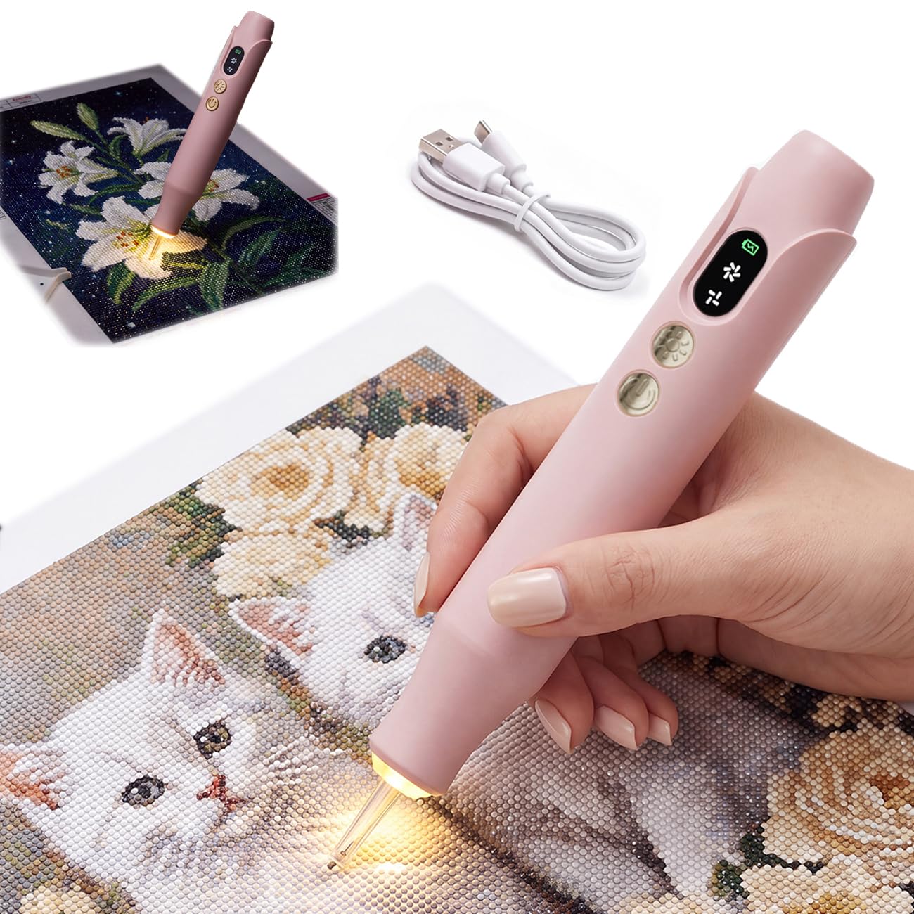 BSMOC BLOCK Rechargeable Electric Diamond Painting Pen with Light