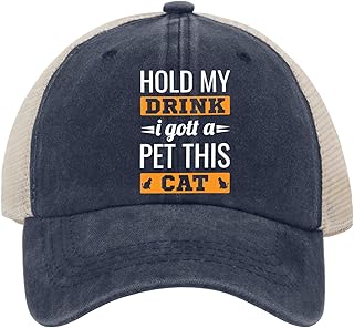 Hat Hold My Drink I Got Pet This Cats Baseball Cap, Funny Dad Hats for Men
