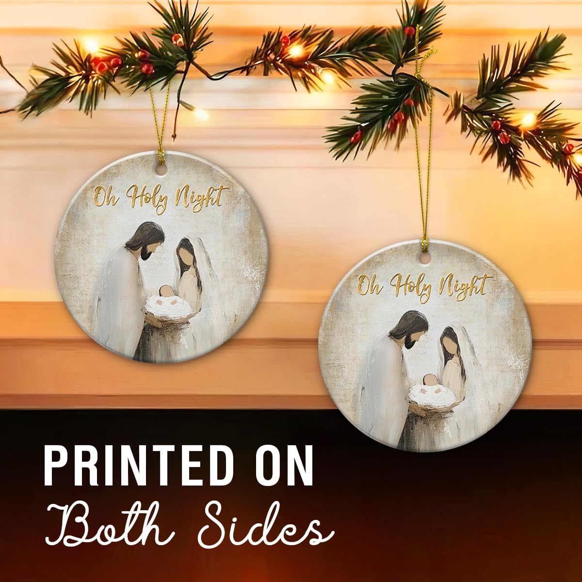 Ceramic Nativity Christmas Ornaments 2025 - Oh Holy Night Religious Christmas Ornaments, Jesus Ornament, Faith-Based Christian Gifts for Women Men - Nativity Tree Decorations - Image 5