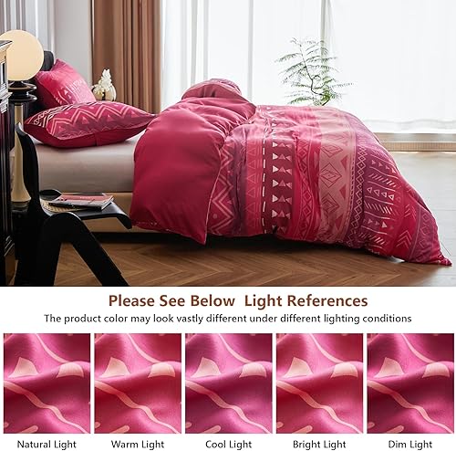 Miniatura 6 de Simple&Opulence Juego de funda de edredón de 3 piezas con diseño geométrico tribal azteca de lujo, 100% viscosa de bambú, ropa de cama suave y