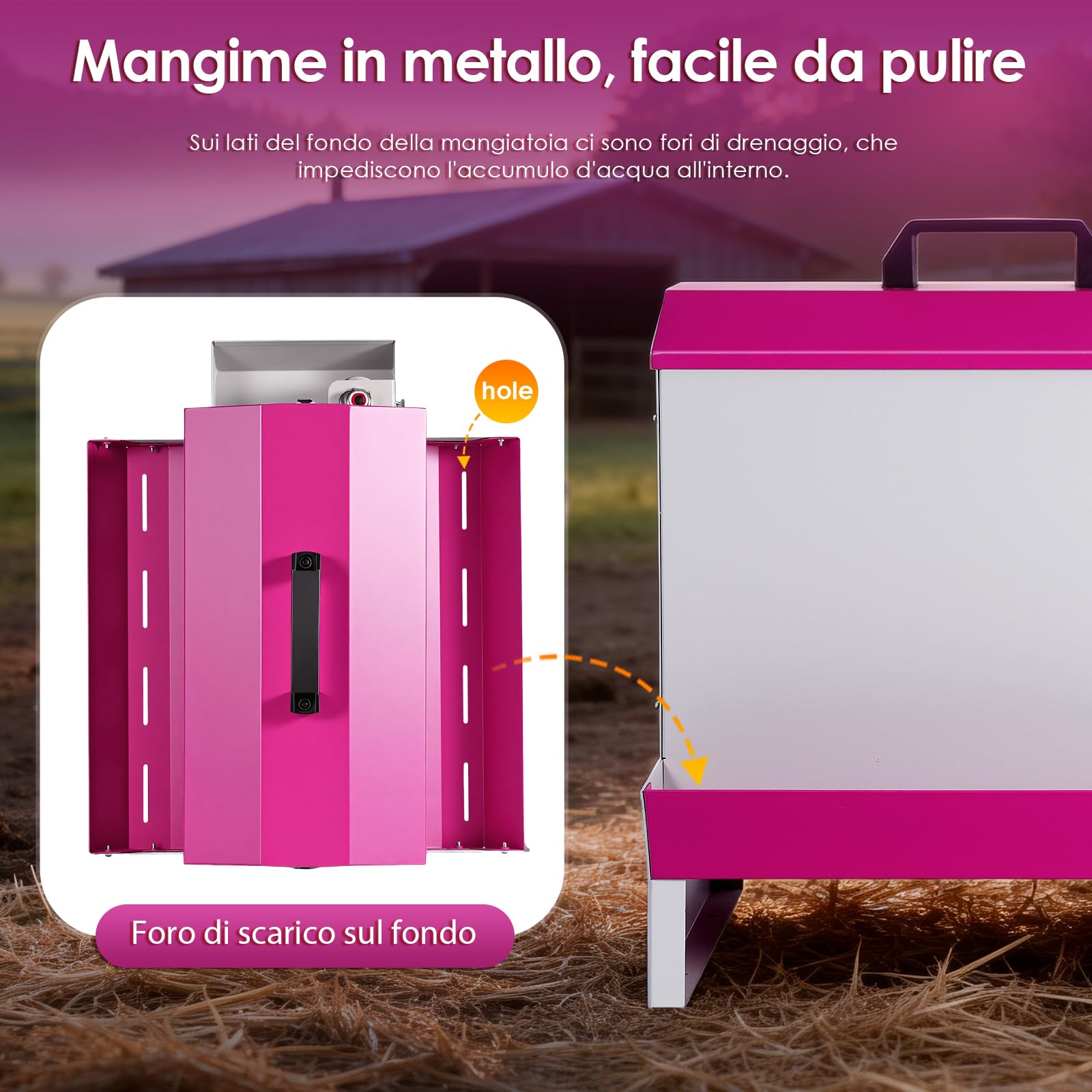 Mangiatoia e abbeveratoio automatico 2 in 1 per polli, 5 kg, in metallo