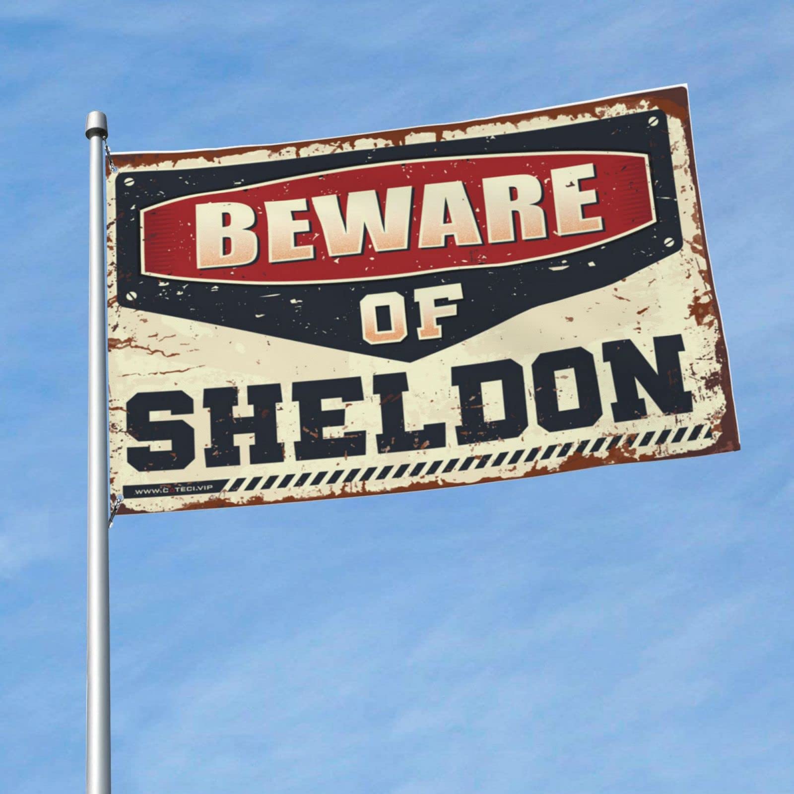 Drapeau Sheldon Méfiez-vous cadeau idéal pour dortoir étudiant