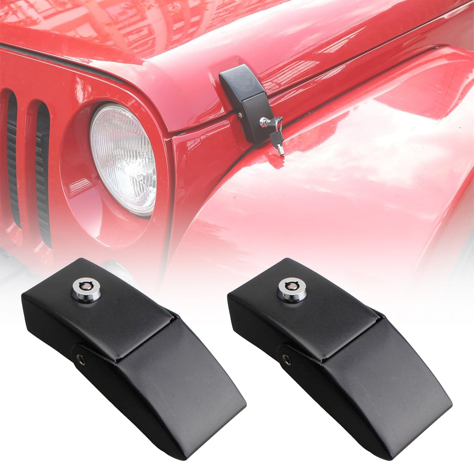 Hood Latches Locking Hood Catch Bracket Holder Fit for Jeep Wrangler JK JKU JL JLU Gladiator JT 2007-2024 Black Exterior Accessories