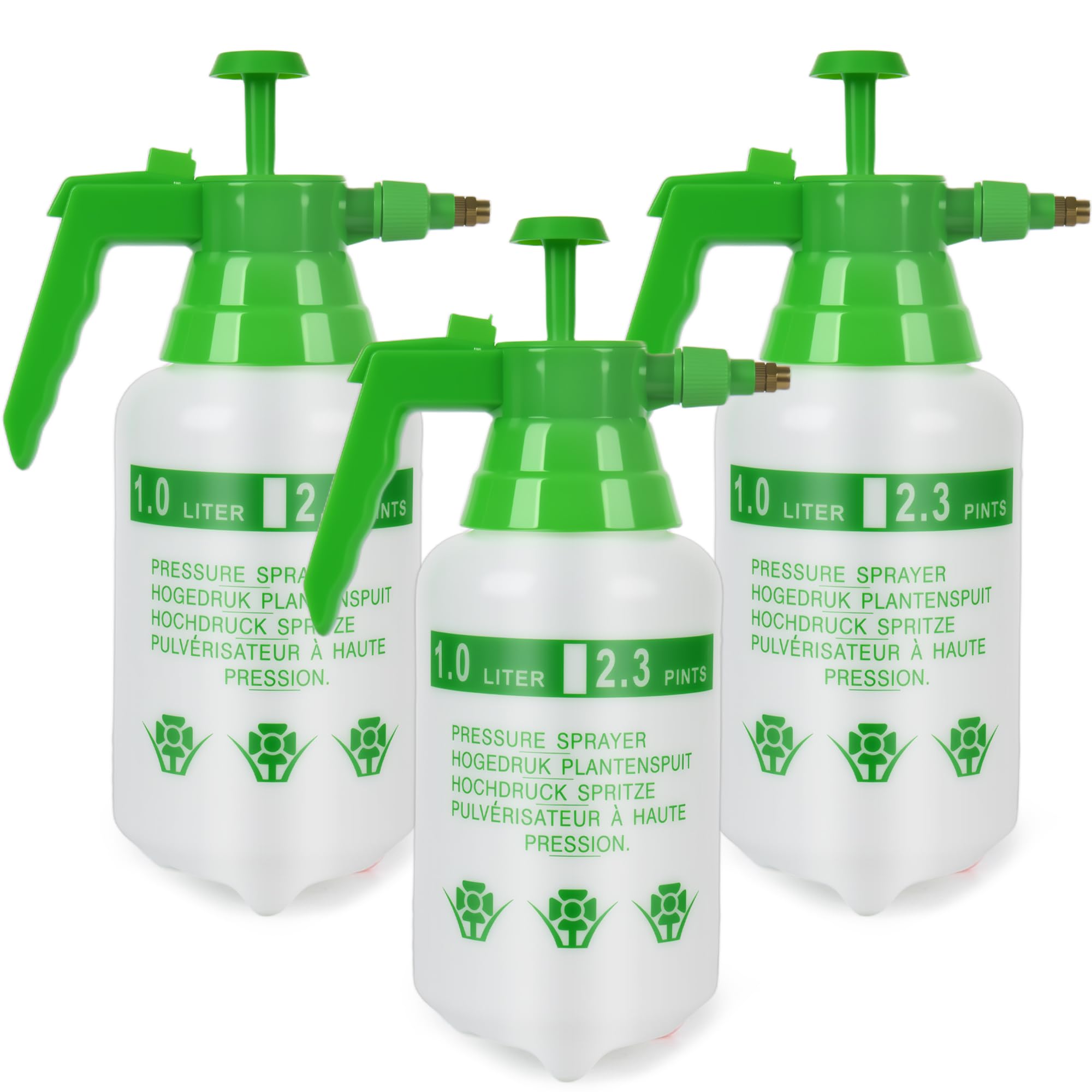 3 pulverizadores de bomba de mano de plástico de 1/4 galón, pulverizador de presión de jardín con boquilla ajustable para plantas, limpieza, tareas domésticas, color verde