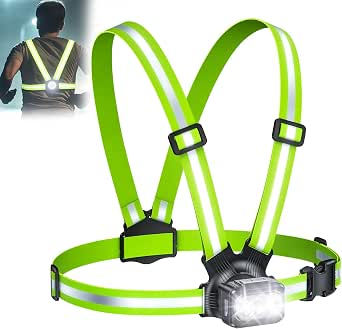Viccux 500LM High-Visibility Running Light Vest with 45° Adjustable Beam, IPX4 Waterproof, for Night Running, Walking & Cycling