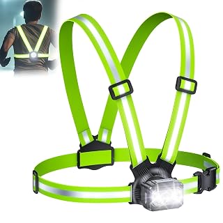 500LM High-Visibility Running Lights for Runners with 7 Modes, Adjustable 45° Beam, 360° Reflective Vest & IPX4 Waterproof Running Vest Headlamp for Night Walking/Cycling, 3.5-20Hrs Runtime - Amazon product rated Grade A