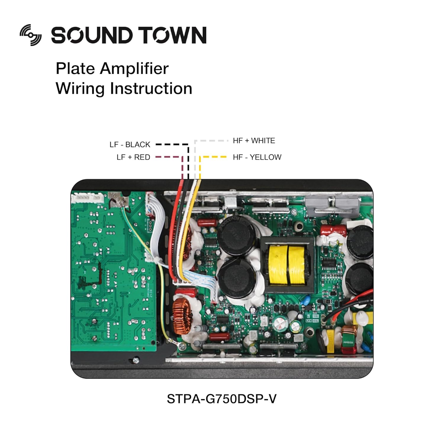 Sound Town Class-D Plate Amplifier STPA-G750DSP-V wiring instruction