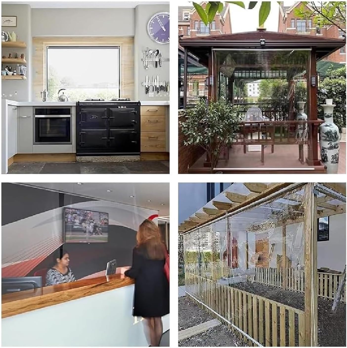 Outdoor Windproof Waterproof Transparent Heavy Duty PVC Roller Shade Thermal Insulated Draft Stopper for Garage, Patio, Door, Pergola, Shop Front Custom, 0.5MM Clear Vinyl(117x350cm)