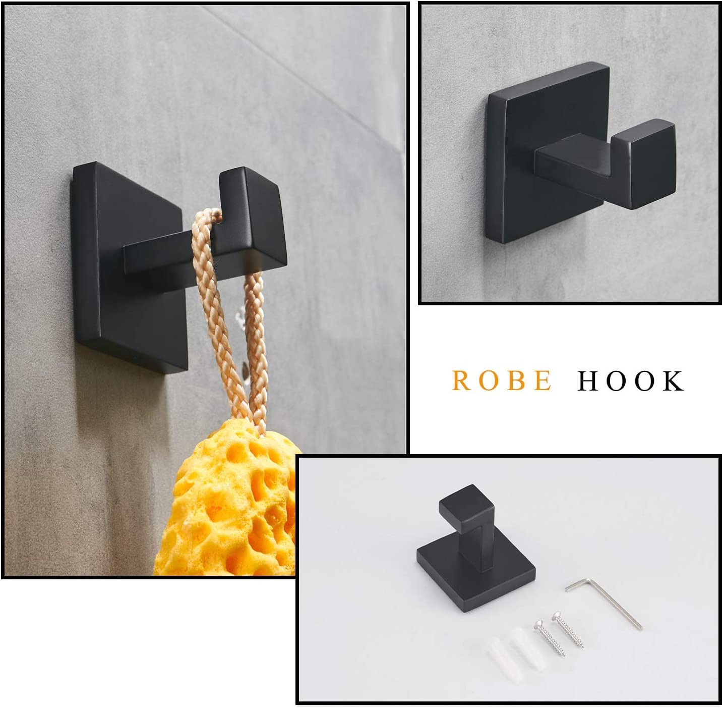 Conjunto de Accesorios de baño, 5 Piezas de Acero Inoxidable Juego de Hardware de baño montado en la Pared, Set de Colgante de Hardware del Inodoro