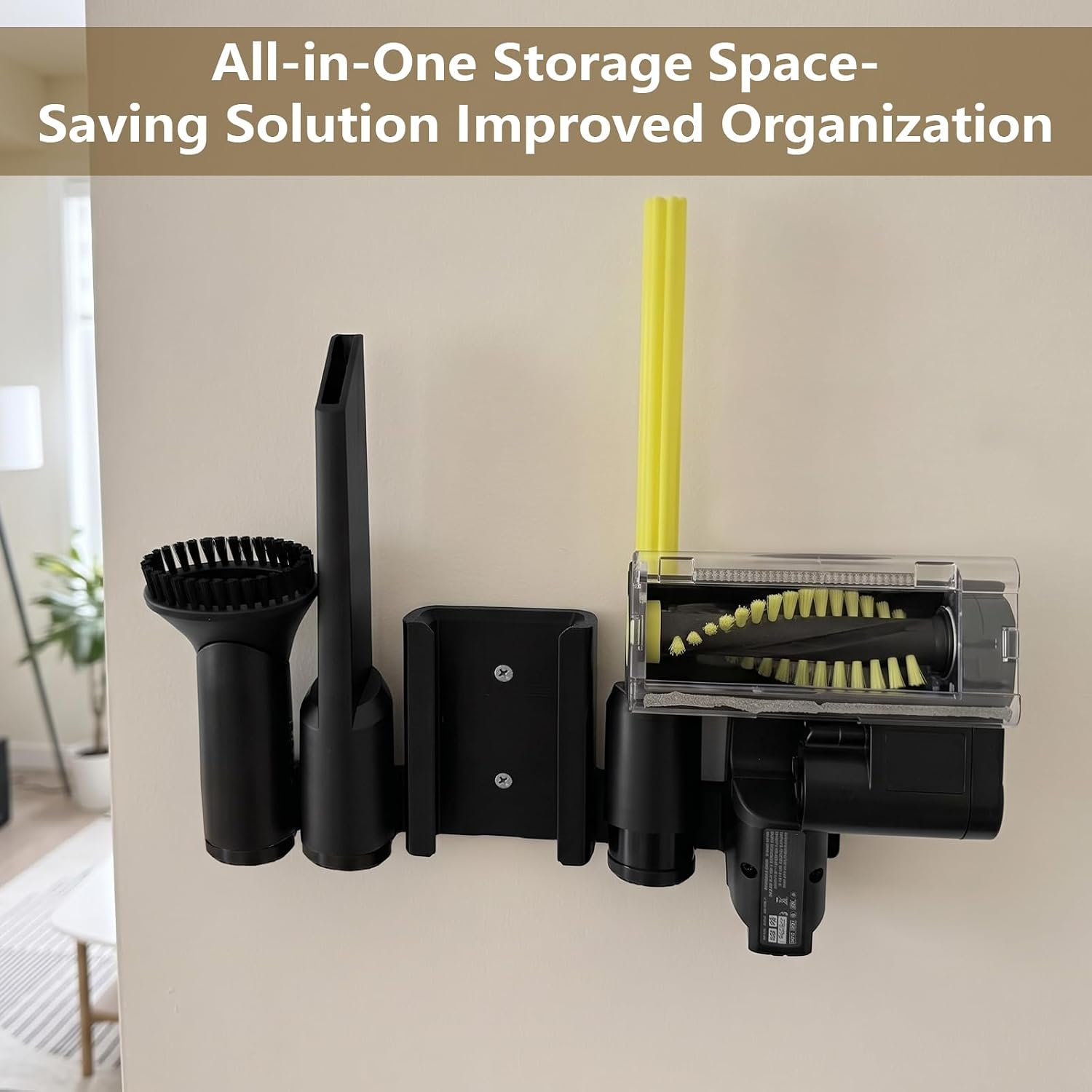 Wall Mount Organizer Compatible with Ryobi ONE+ HP 18V Cordless Pet Stick Vac — Compact Tool Holder & Replacement Dock, Keeps All Included Accessories Neat, Easy Install