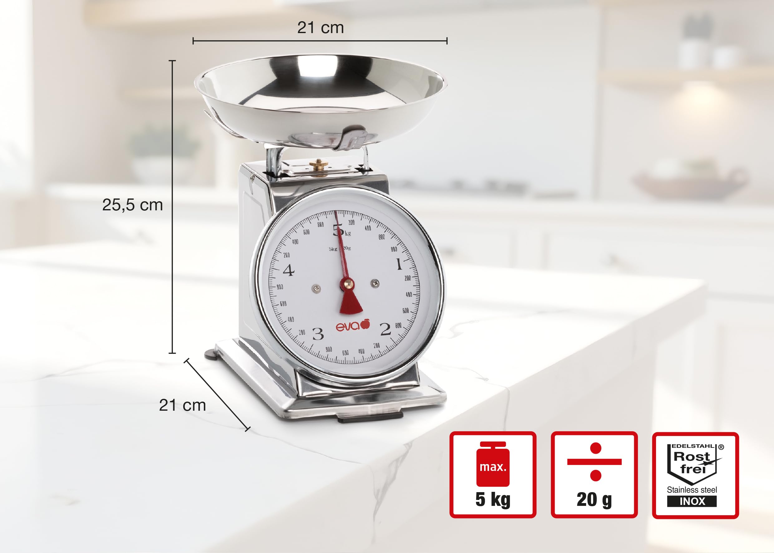 Bilancia da cucina meccanica acciaio inox 5kg 20g