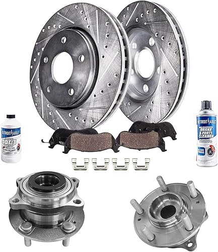 Miniatura 26 de Detroit Axle - Kit de freno delantero para Ford Explorer Mercury Mountaineer 2002-2005 Bujes de rodamiento de rueda perforados y ranurados rotores