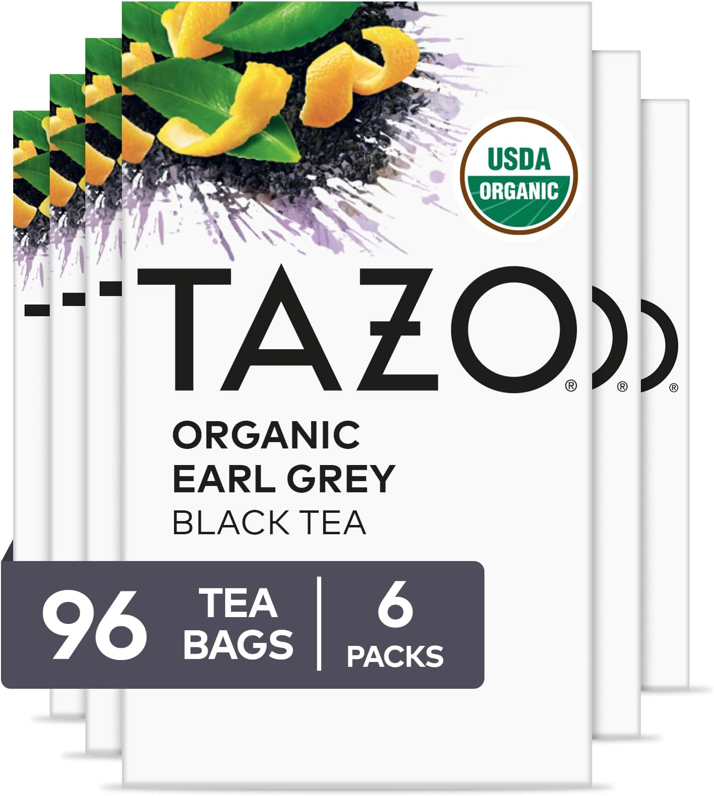 Organic Earl Grey for Health and Wellness, High Caffeine and Bold Flavor, 16 Count (Pack of 6)