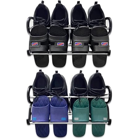 Amazon.com: Hgminwarm Zapatero montado en la pared, zapatero de puerta,  estante de almacenamiento para zapatos, para armario, pasaje de entrada, 2  unidades pueden almacenar 4 pares de sandalias y 4 pares de