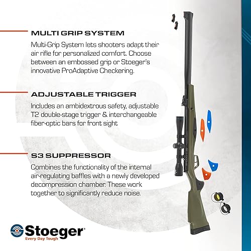 Miniatura 5 de Stoeger Combo S4000-E - Calibre .22 - OD Verde con mira de fibra óptica y alcance 4 x 32