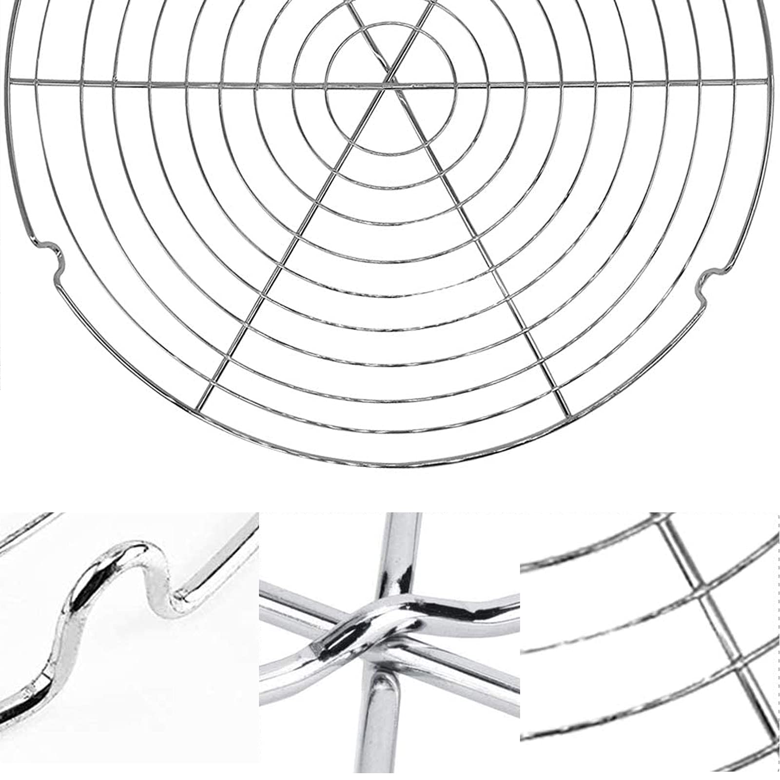 Grille de Refroidissement Ronde 2 Pièces pour Gâteau Argent