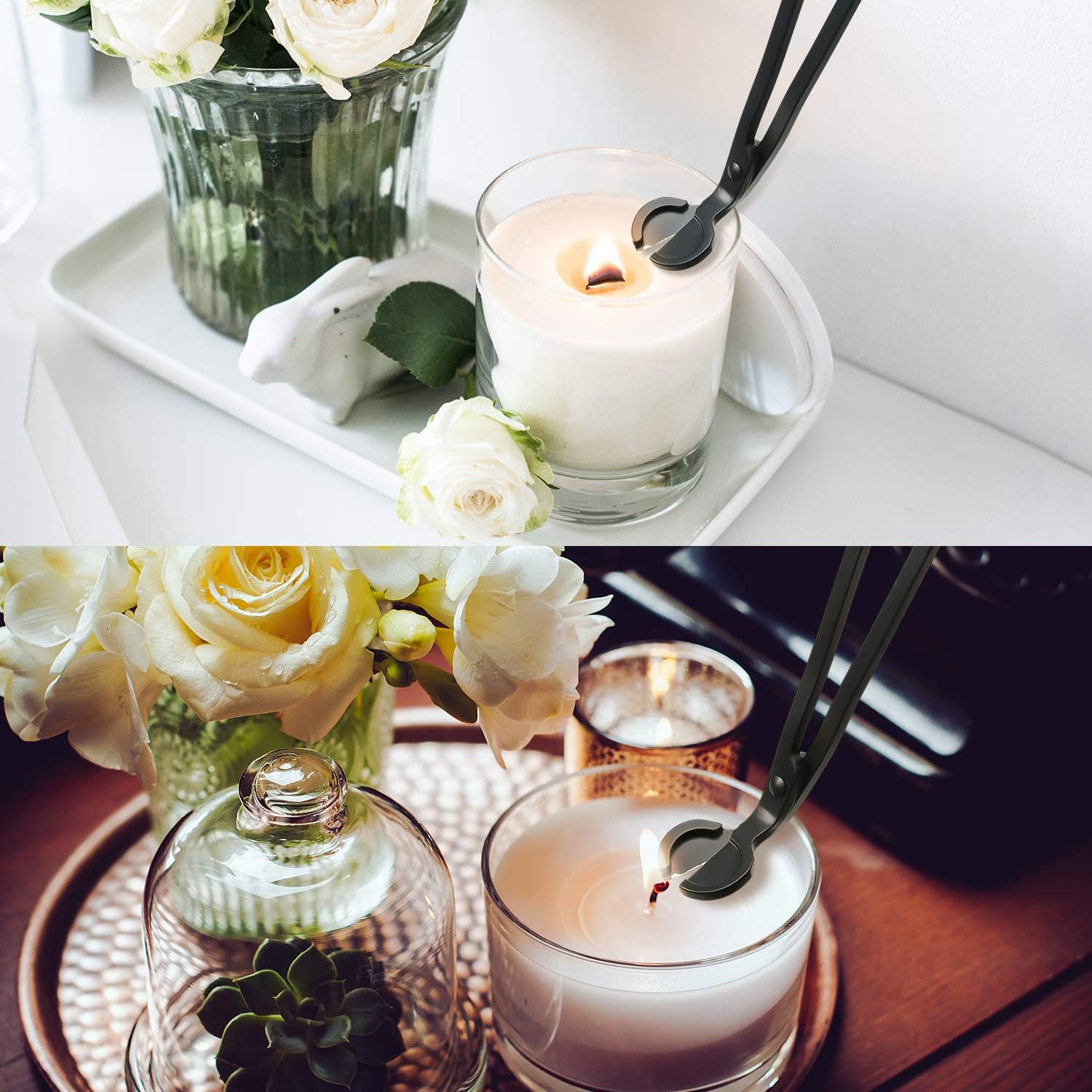 Candle Wick Trimmer Candle Cutter Stainless Steel Wick Clipper Scissor Candle Tool (Matte Black, 2 Pieces) : Home & Kitchen