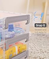 Vista 6 de Sooez 6 Pack Extra Large Pencil Box, Plastic Pencil Case Crayon Box, Clear Marker Organizer Plastic Containers with Lid, Stackable Storage Boxes for