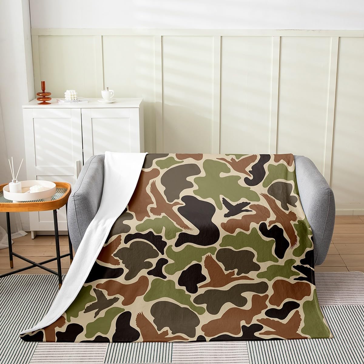 Feelyou Duck Hunter Green Camouflage Hunting Plush Throw Blanket, Baby 30"x40" Kids Black Brown Flannel Fleece Blanket for Sofa Couch Boys Teens Camo Army All Season,Bed Blanket Wild Room Decor - Image 2