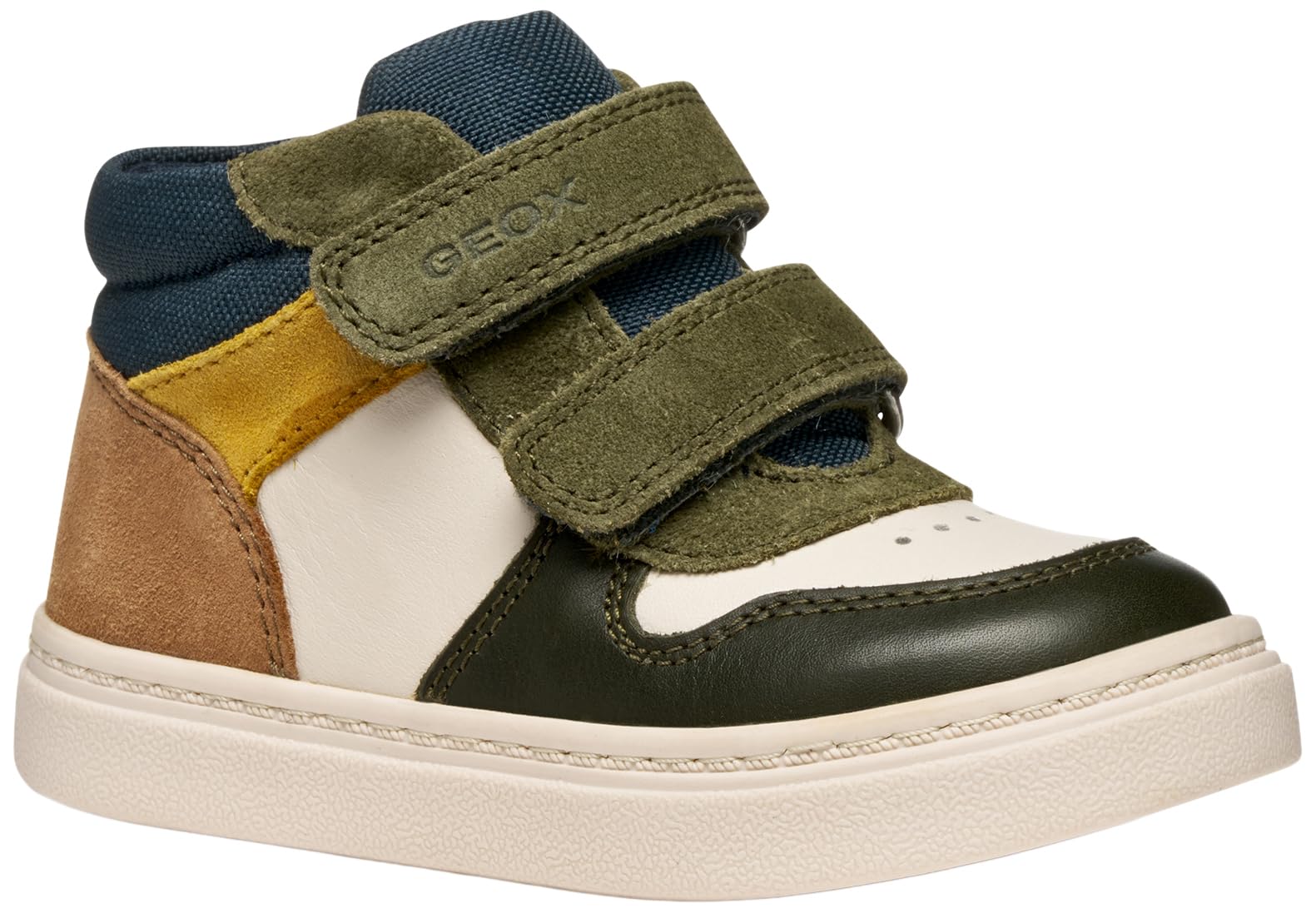 Geox Baby B Nashik Boy Sneakers Lt Ivory/Dk Green, 27 EU