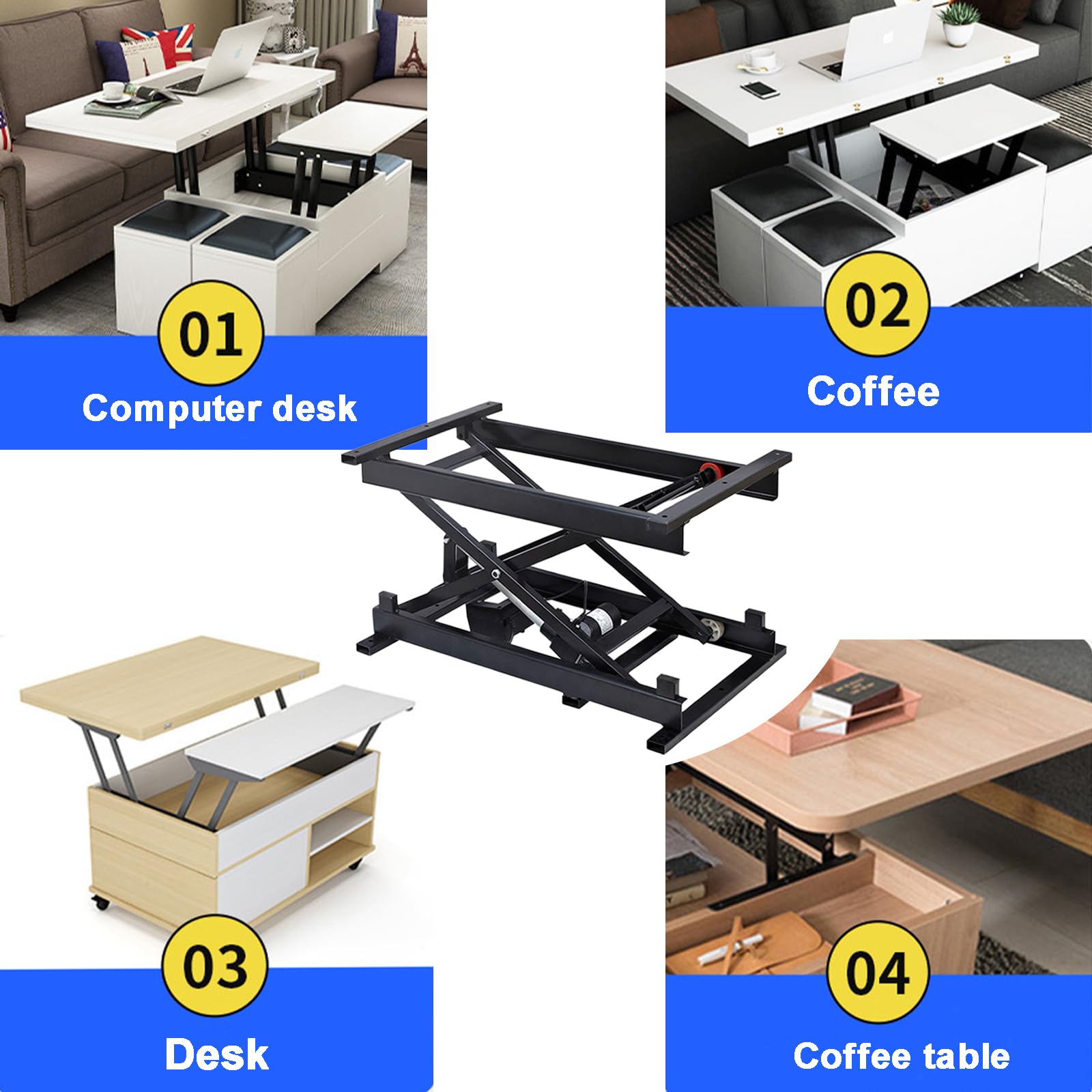 Plataforma Elevadora De Tijera Capacidad De 60kg︱Elevador De Tijera De Plataformade Plegable Ajustable En Altura 18-68cm︱Mesa Elevadora Estacionaria con Mando a Distancia Wired