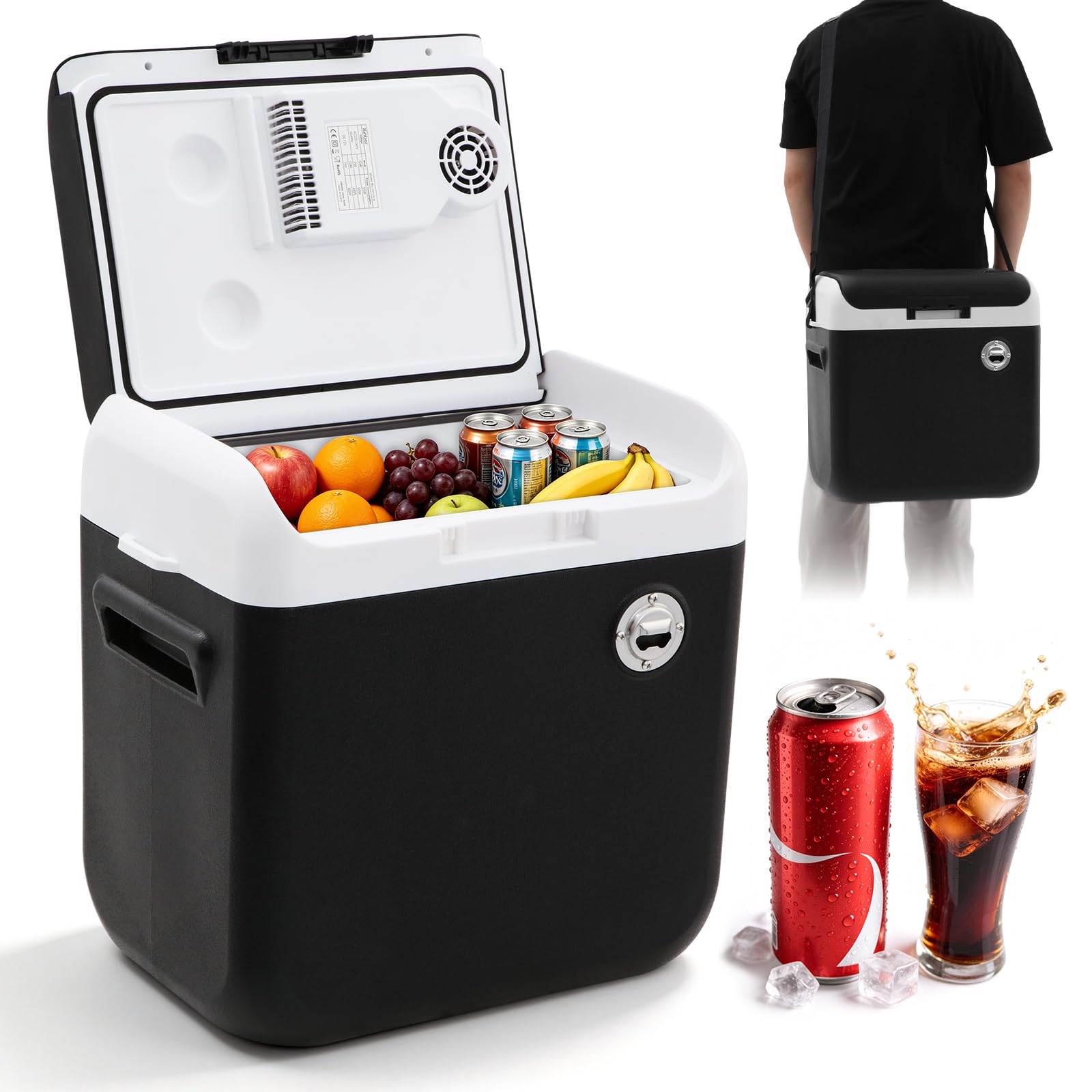 Nevera Portátil Electrica 24L –nevera coche 12/230 V, enfría & calienta (hasta 65°C), Modo ECO, para Coche, Camper y Camping