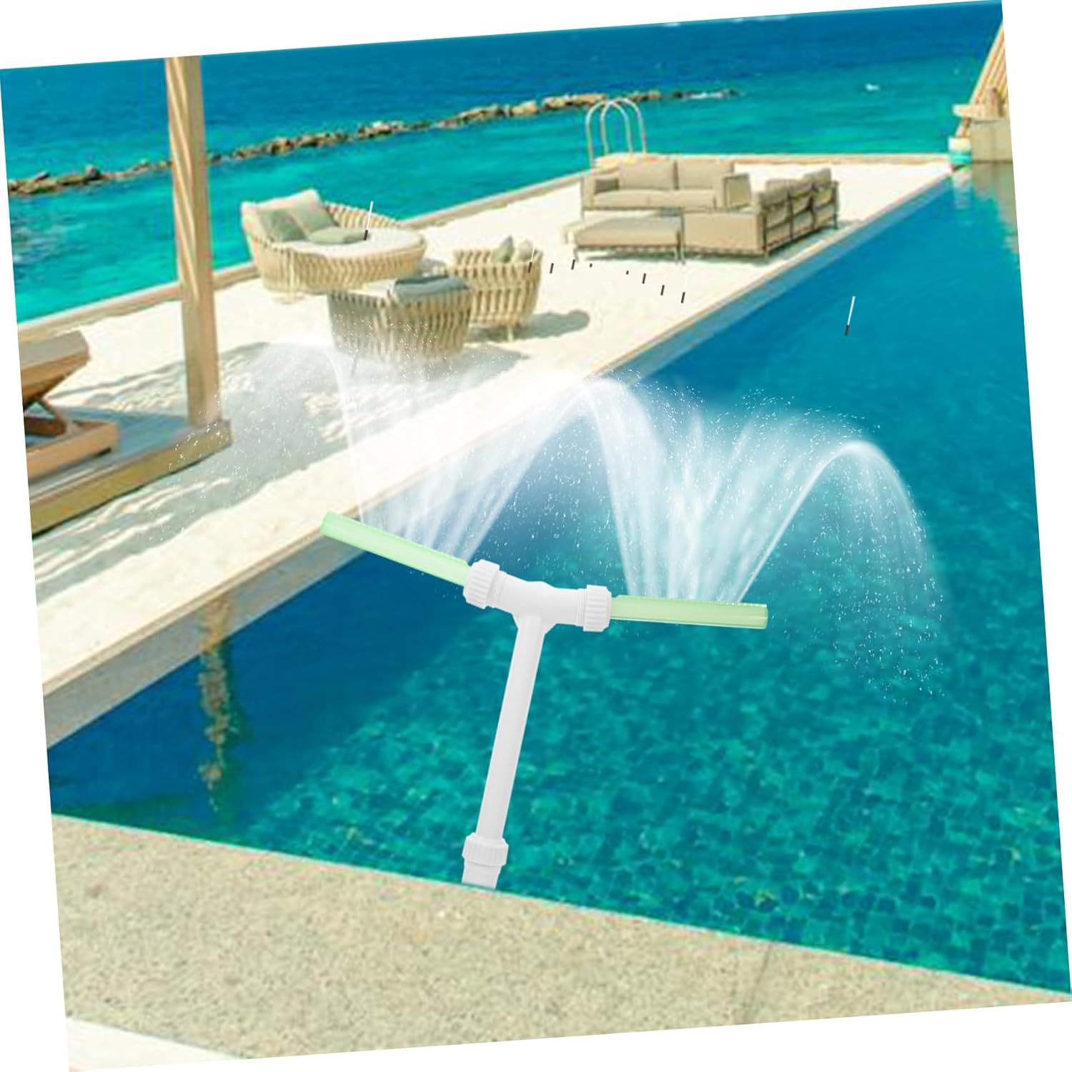 Dual Spray Waterfall Fountain for Above Ground -Ground Pools Fluorescent Adjustable Pool Water Feature Dynamic Spray Patterns Easy Installation and Maintenance for Outdoor