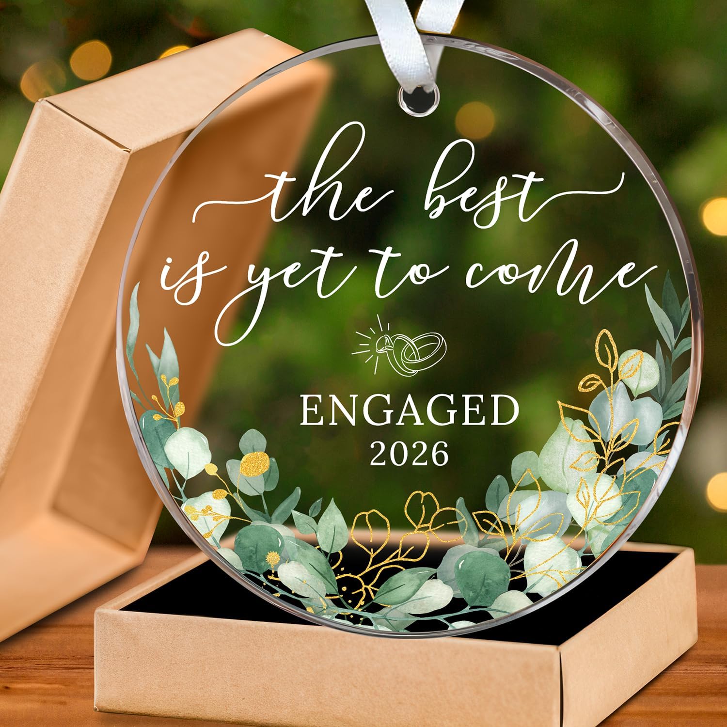 HEXMOZ Engagement Gifts for Couples - Engagement Gifts for Newly Engaged Couples, Bride to Be, Women, Fiance, Her - Just Engaged Gift, First Christmas Ornament 2025 Party Decoration - Acrylic Ornament