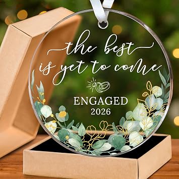 HEXMOZ Engagement Gifts for Couples, Women - Bride to Be Gift, Fiance Gift | Happy Engagement Gifts for Newly Engaged Couples, Her - Just Engaged Acrylic Ornament 2026 Party Decorations