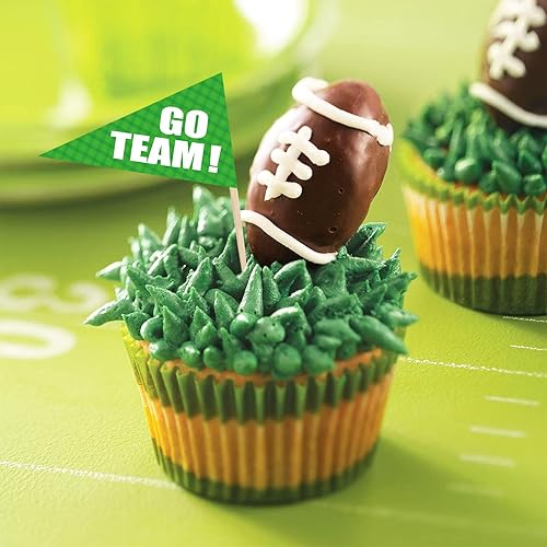 Miniatura 2 de 144 piezas de decoración para cupcakes de fútbol  Aperitivos para el día del juego deportivo palillos de dientes palillos de alimentos suministros