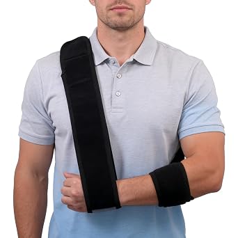 Adjustable Arm Sling & Shoulder Immobilizer Lightweight Support Sling for Shoulder Injury, Elbow Injury, Wrist Injury,Broken Collarbone, Torn Rotator Cuff & Dislocation, Men & Women, Left or Right ArmBlack