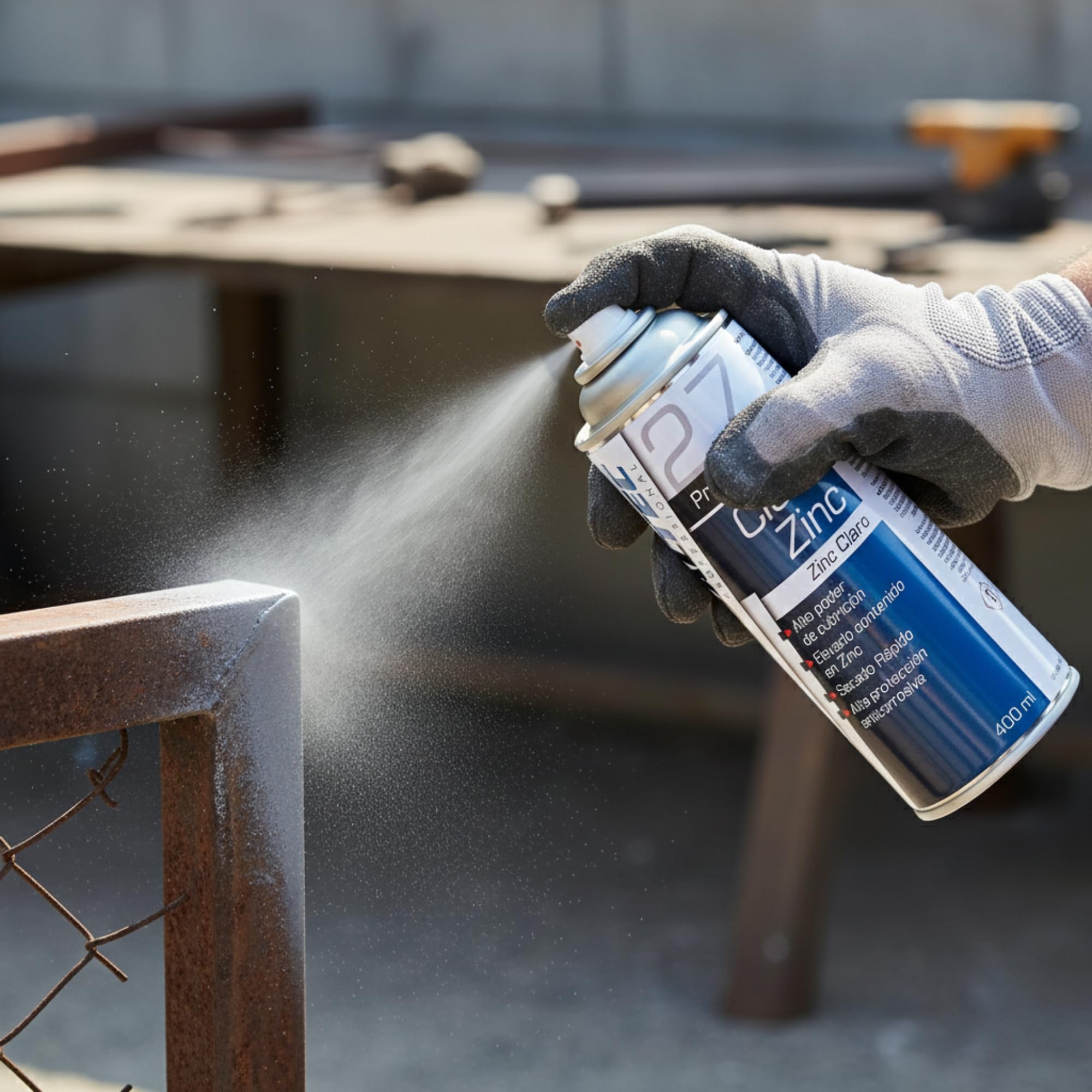 Spray Zinc Anticorrosivo 400ml – Galvanizado en Frío con 98-99% Zinc – Protección Catódica para Soldaduras, Estructuras y Metales – Acabado Zinc Claro Brillante