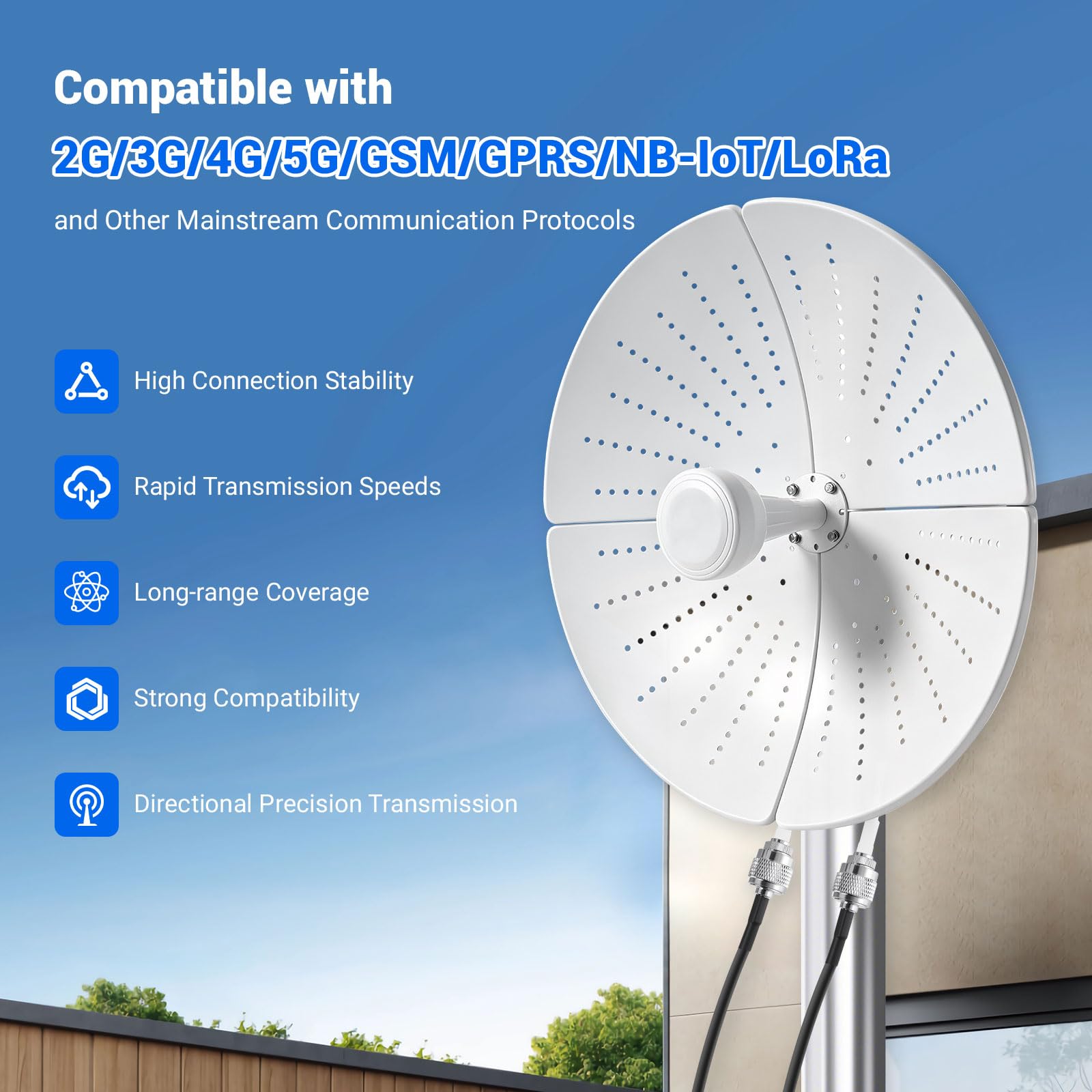 Antenne directionnelle extérieure 5G 4G LTE MIMO pour routeur, amplificateur de signal 600-6000 MHz, double polarisation SMA TS9 pour la maison, les zones rurales (ronde)