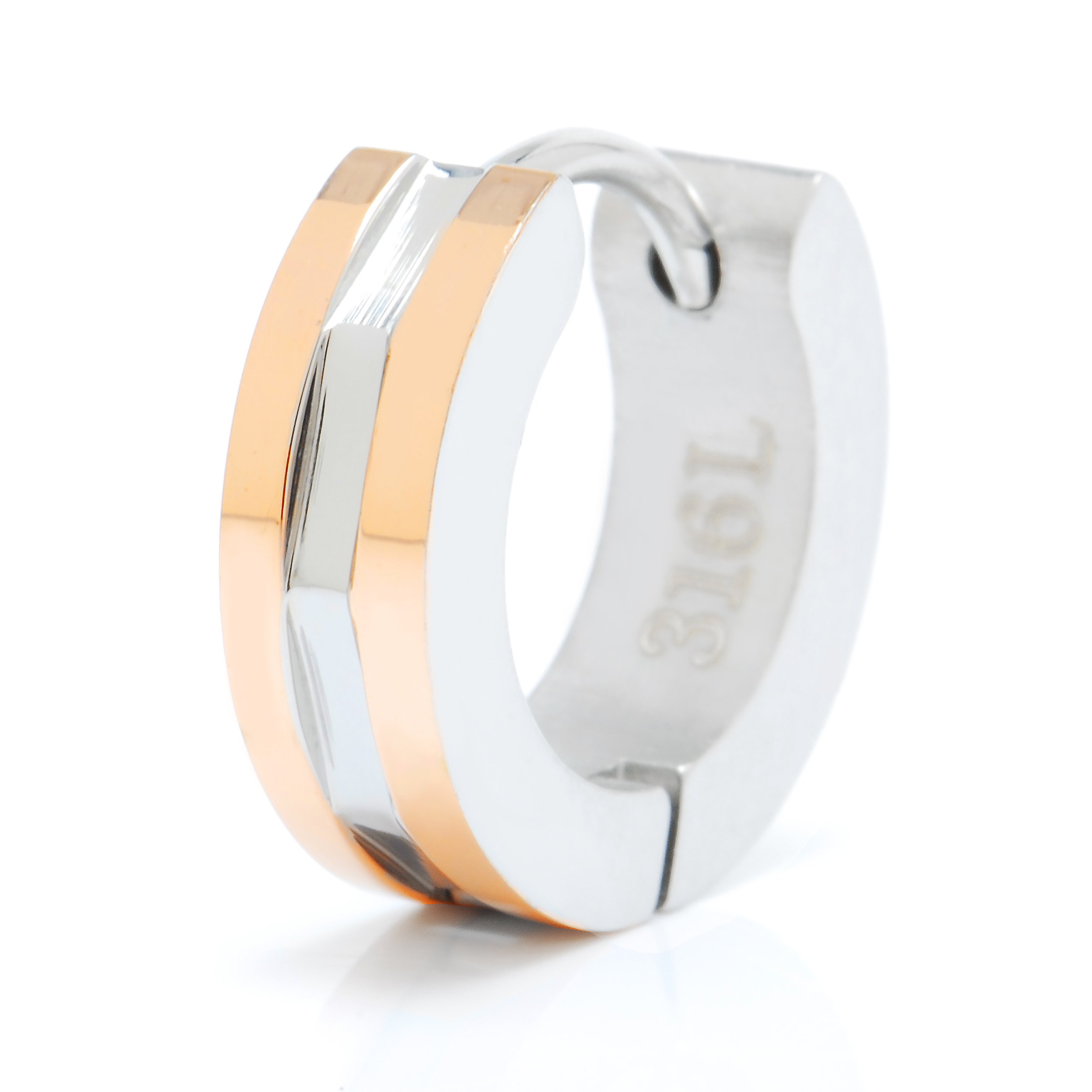 Truelements(トルゥーエレメント) メンズ レディース フープ ピアス サージカル ステンレス 金属アレルギー対応 316L リングピアス 片耳用 ユニセックス デザイン (TEEST-0033) (1個売り)