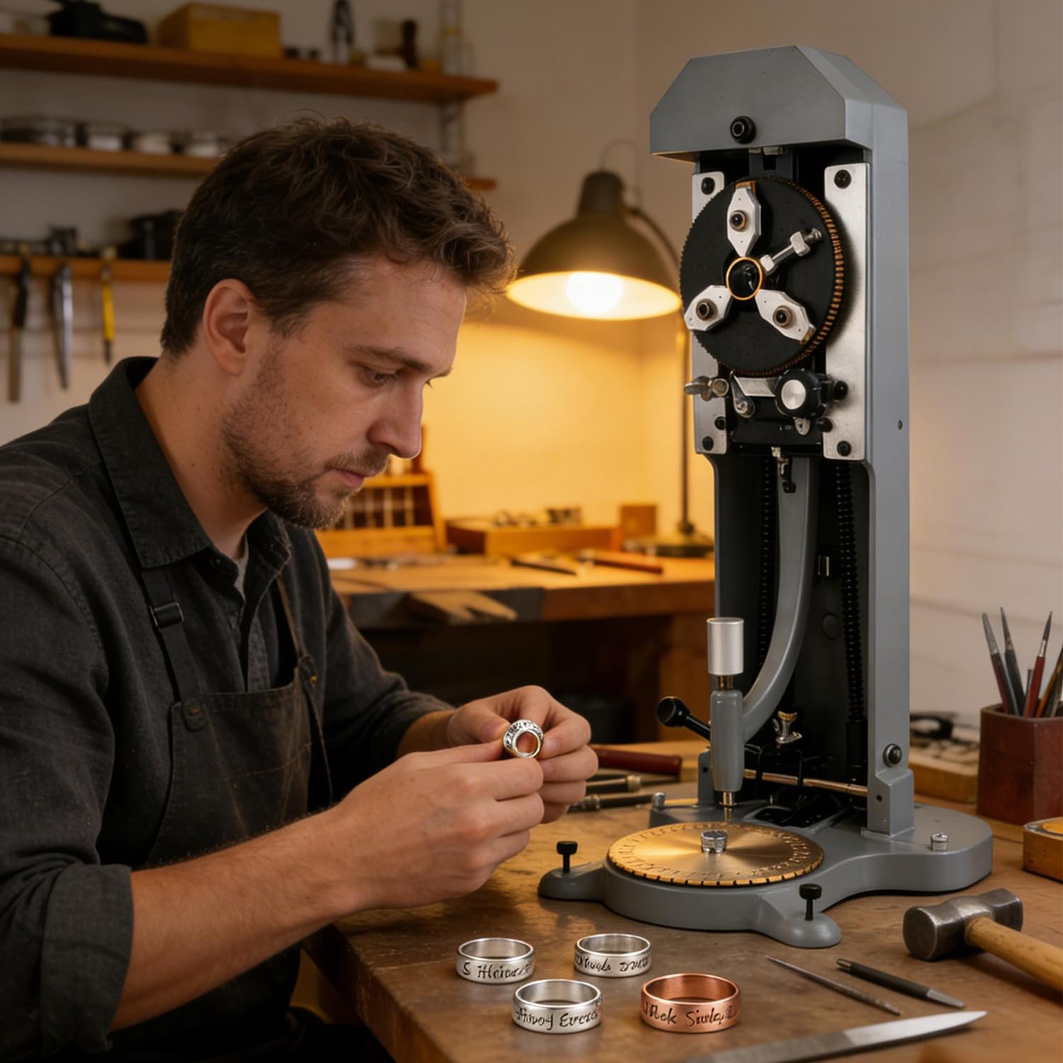 Máquina de grabado interior de anillos, grabador para anillos, con cabezal de grabado de acero y bloque de letras estándar de 1,5 a 2,0 mm, profundidad uniforme, para grabar oro, plata, cobre y otros