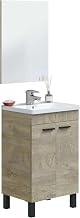 Miroytengo Ezio Natural Style Bathroom Cabinet in Alaska Oak with Mirror, 2 Doors and Legs 50 x 80 x 50 cm (Optional Washbasin)