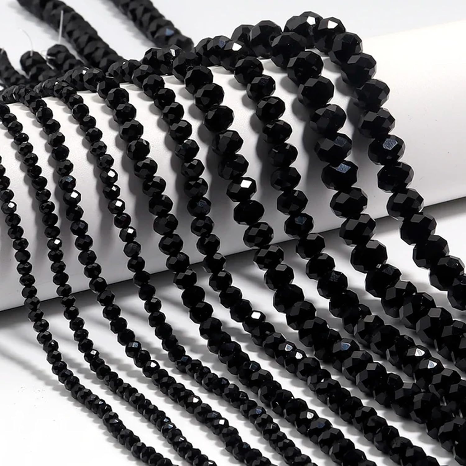 1040pcs 4/6/8mm Glass Beads Black, Faceted Crystal Loose Rondelle Beads for Jewelry Making Bracelets Necklaces Suncatchers Plants Succulent DIY Crafts - Image 2