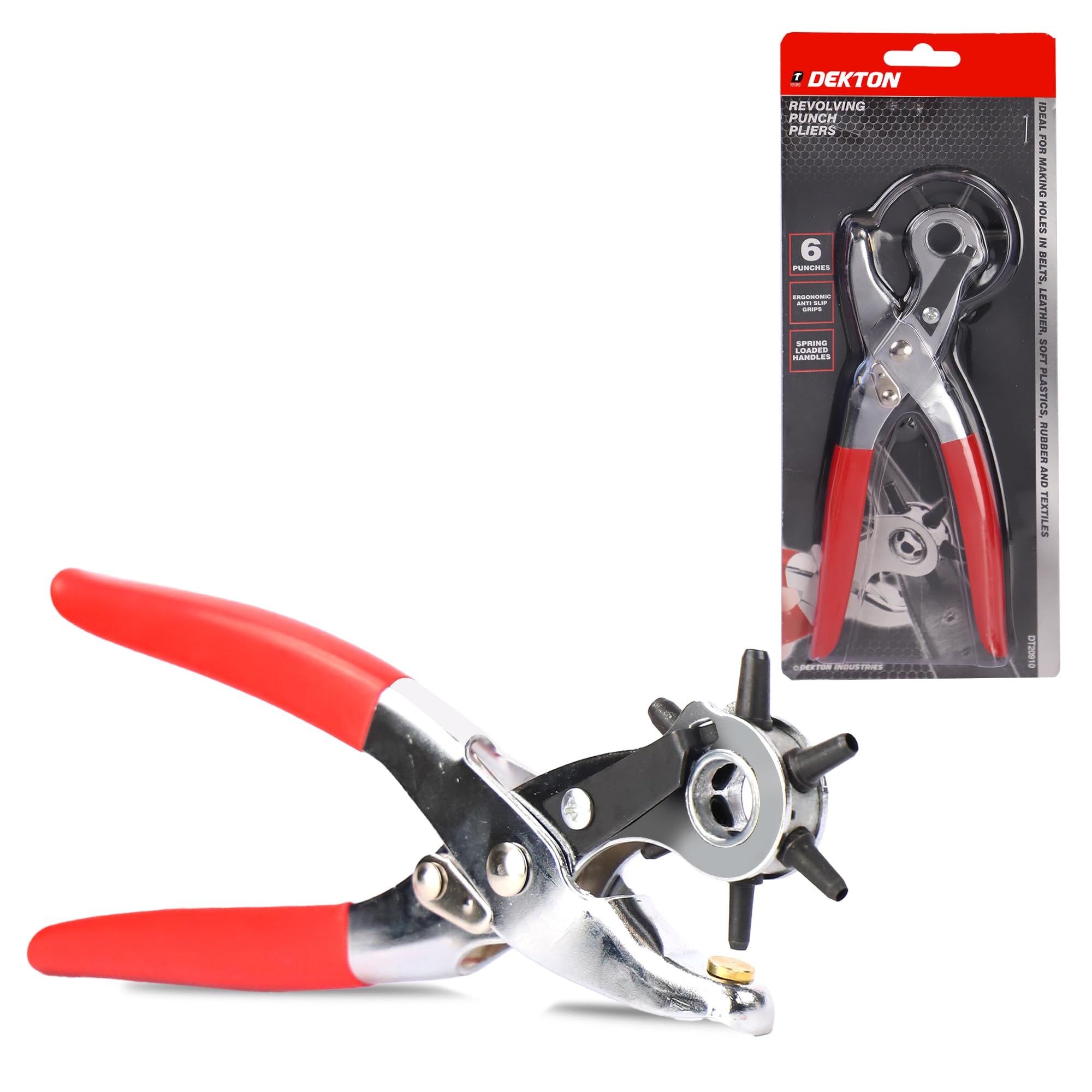 Revolving Leather Hole Punch Plier Puncher For Belts Cut Eyelet 6 Sizes