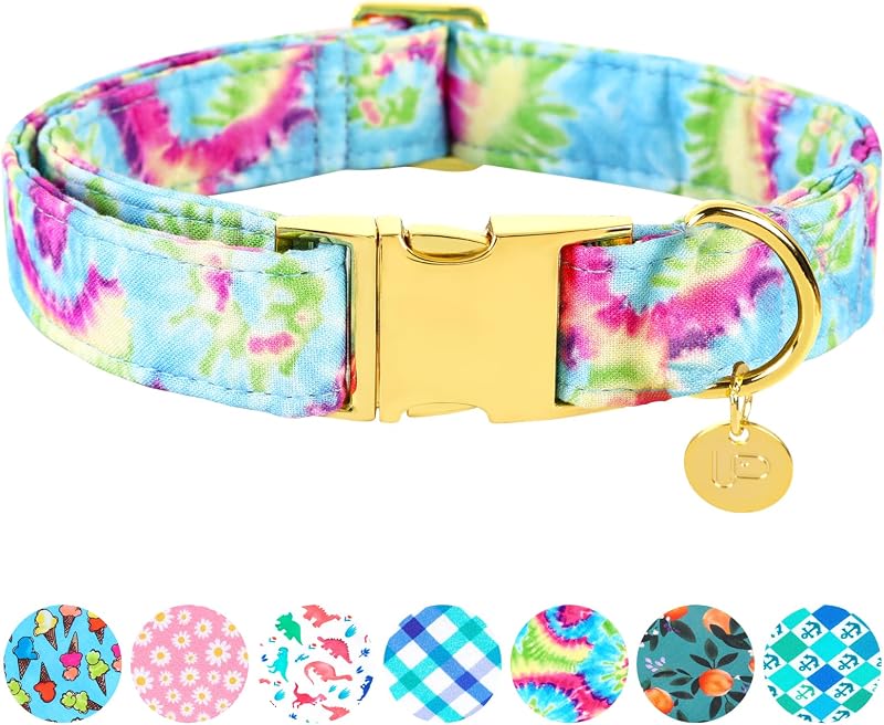 Coleira para Cães em Algodão Tie Dye com Fivela e Argola Metálicas UP URARA PUP – 60 cm