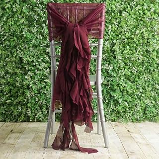 Efavormart 1 Set Wedding Chiffon Chair Sashes Burgundy Draping Aisle Chair Decorations Wrinkle-Free Chair Covers for Party Dining Banquet Ceremony Reception Floral Arrangement Outdoors Decor