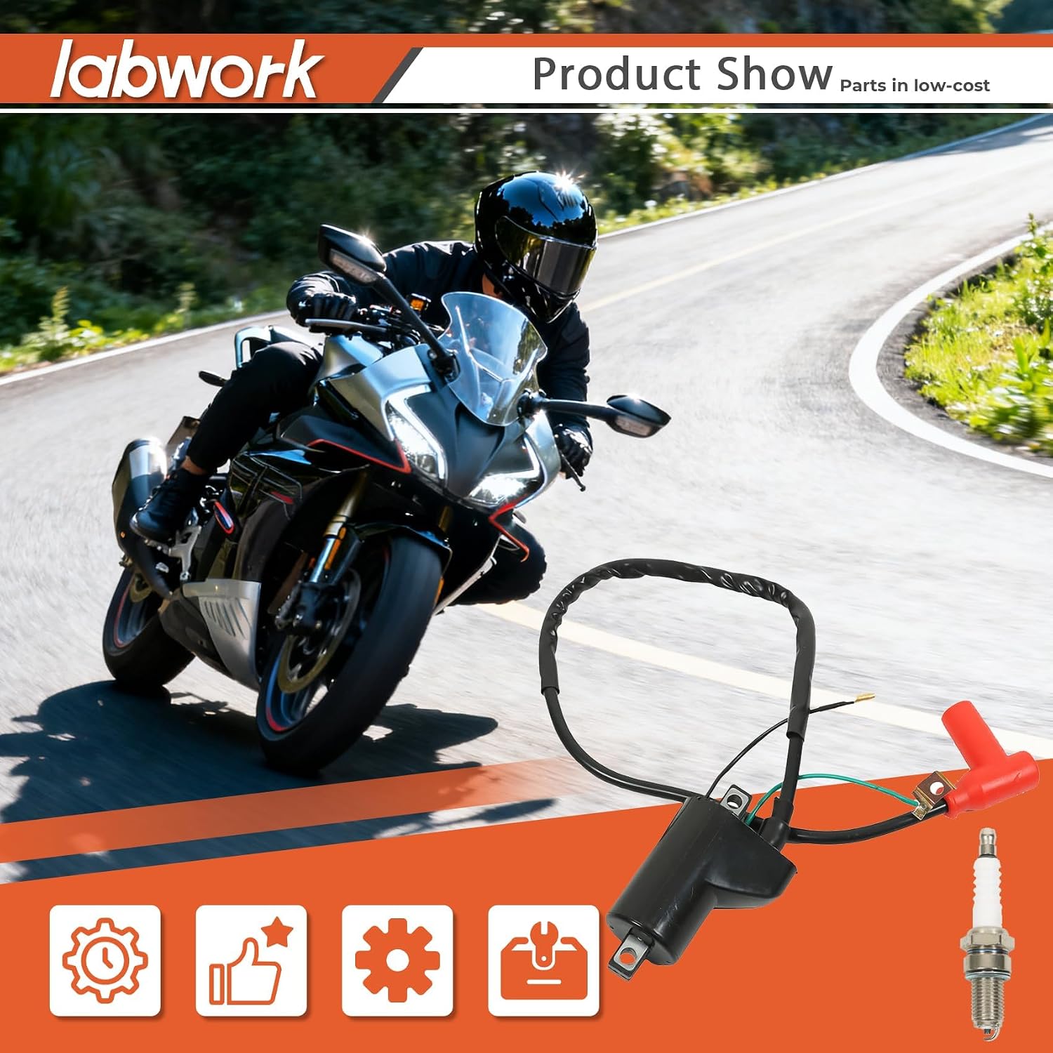 labwork Ignition Coil and Spark Plug Replacement for Honda CR80R CR85R 1987-2007 Replacement for 30500-GS2-005