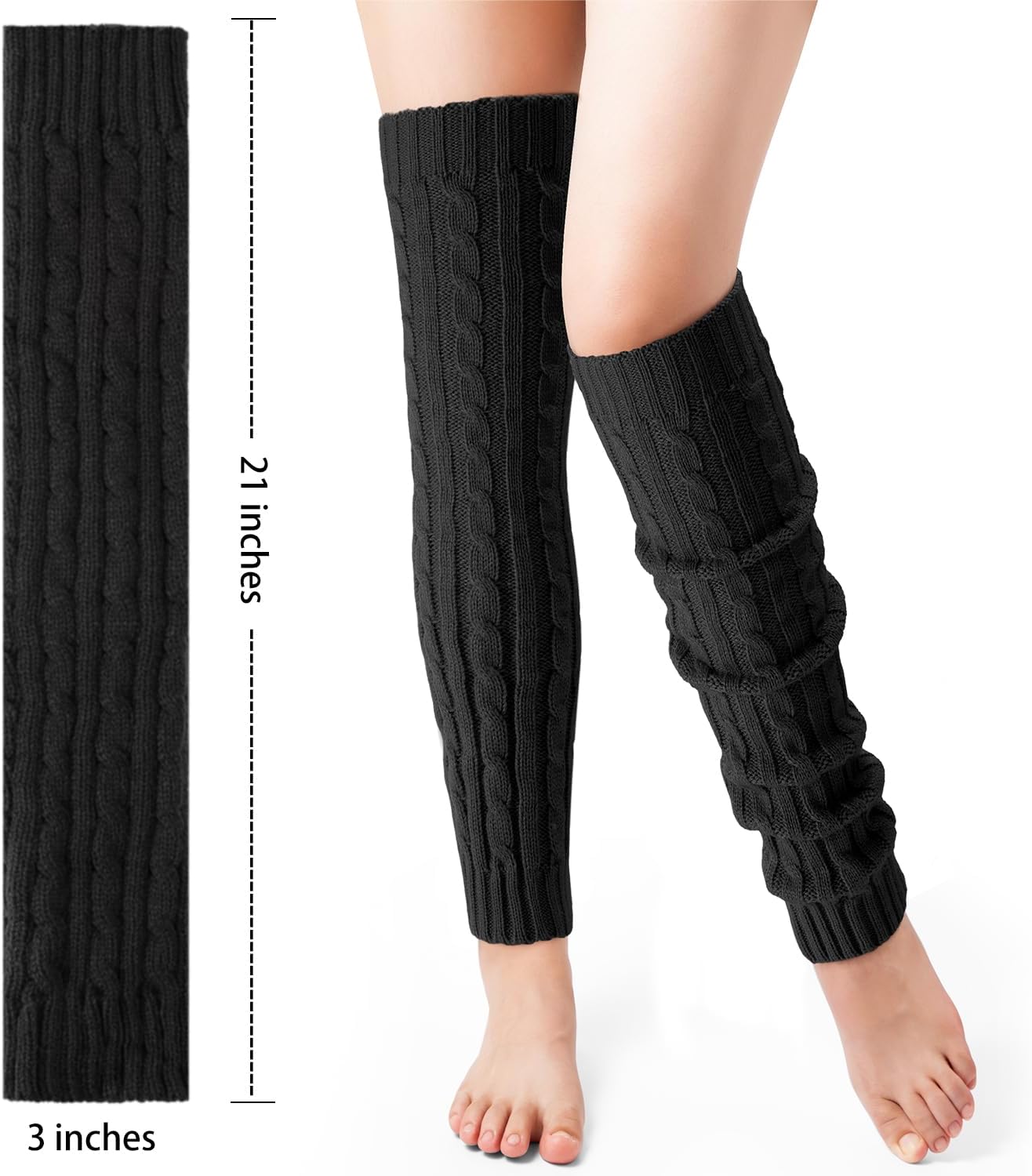 Pleneal Leg Warmers for Women - 1 Pairs Fashion Cable Knit Warm Leg Warmers 80s Accessories for Party Sports Yoga - Image 2