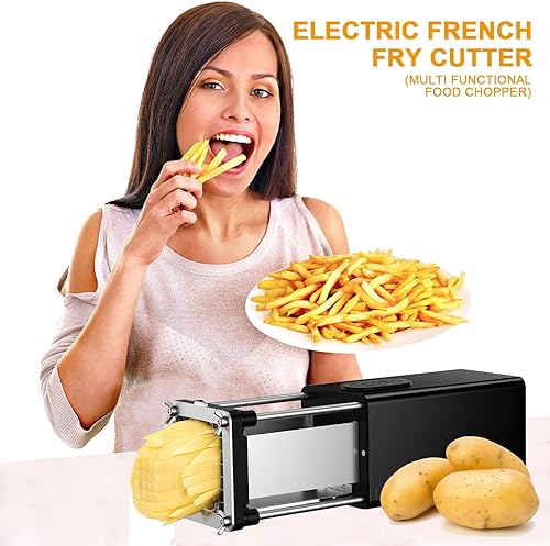 Miniatura 2 de Fstcrt Cortador eléctrico de papas fritas, cortador de patatas fritas de acero inoxidable con hoja de 12 y 38 de pulgada, cortador de papas fritas,