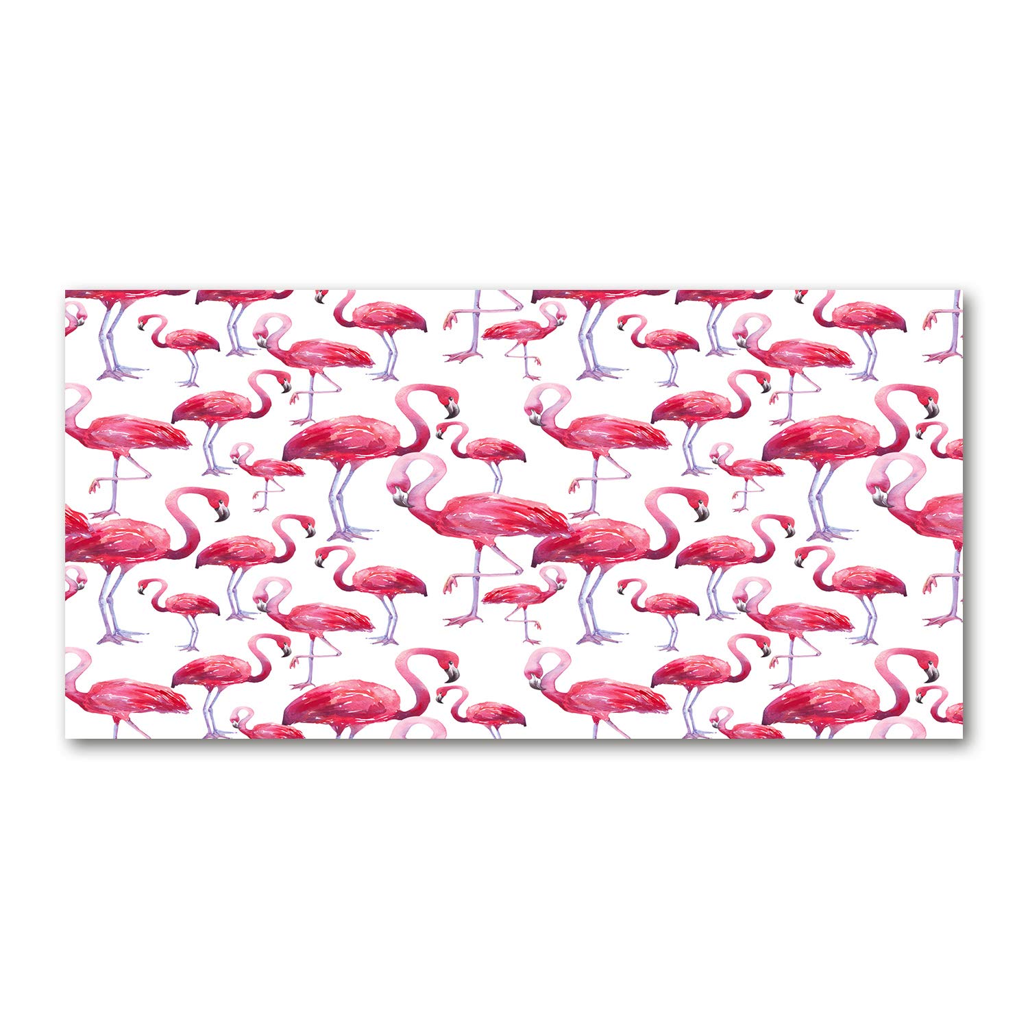 Tableau sur verre haut de gamme de 120x60 cm décor panoramique flamant rose pour séjour