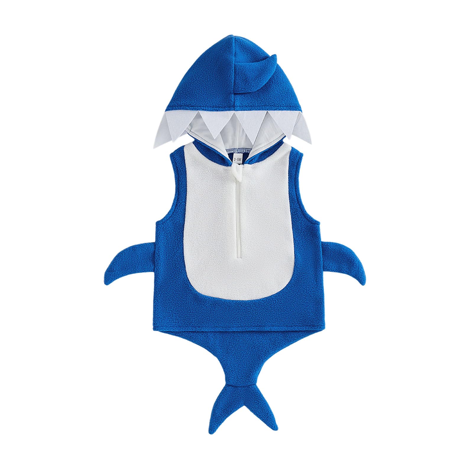 Zukmuk Newborn Infant Baby Halloween Outfit Fuzzy Warm Animal Halloween Romper (Blue Shark, 0-6 Months) โ image 1